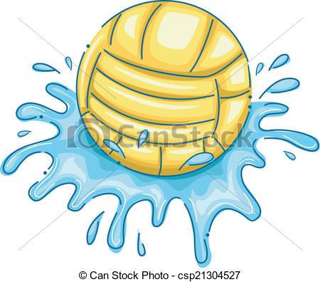 450x396 illustration featuring a water polo ball with water splashing around - Water Polo Drawing