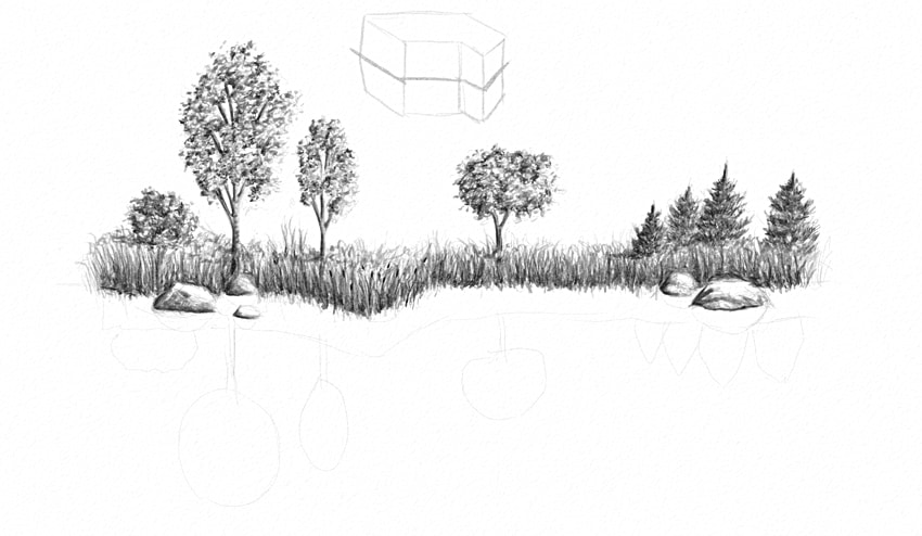 850x494 How To Draw Water In Nature - Water Reflection Drawing