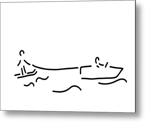 493x413 Water Ski Boat Waterski Metal Print - Water Ski Drawing
