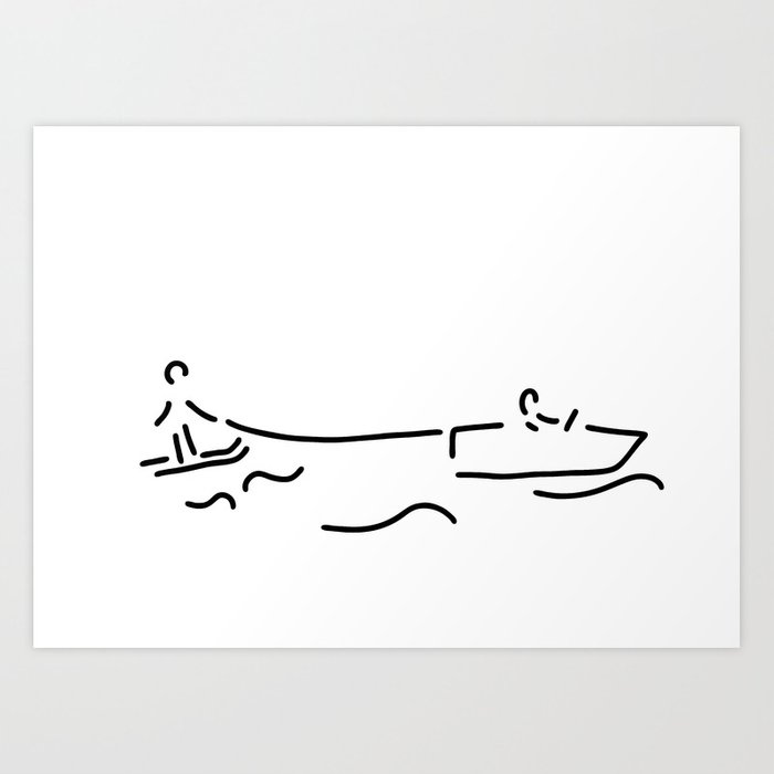700x700 Water Ski Boat Waterski Art Print - Water Ski Drawing