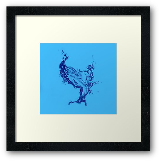544x550 water splash drawing framed prints - Water Splash Drawing