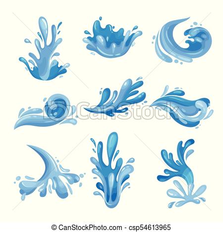 450x470 blue sea, ocean waves set, powerful water stream vector - Water Stream Drawing