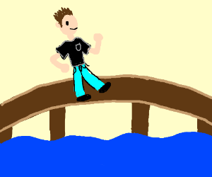 300x250 boy walking on a wood bridge over water stream drawing - Water Stream Drawing