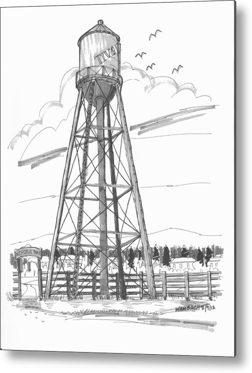 494x730 Tivoli Water Tower Metal Print - Water Tower Drawing