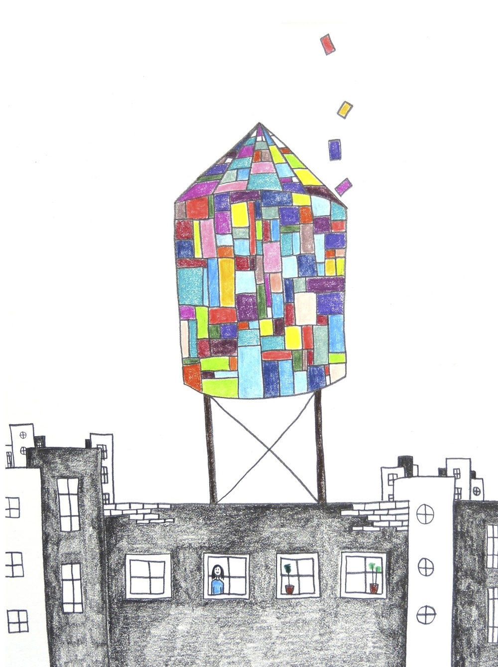 1000x1338 Tom Fruin Water Tower - Water Tower Drawing
