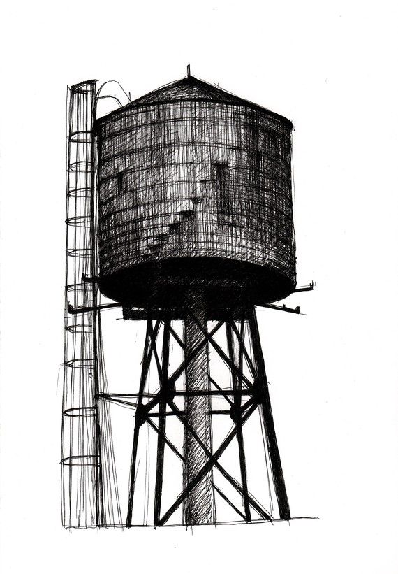 570x821 Water Tower Drawing - Water Tower Drawing