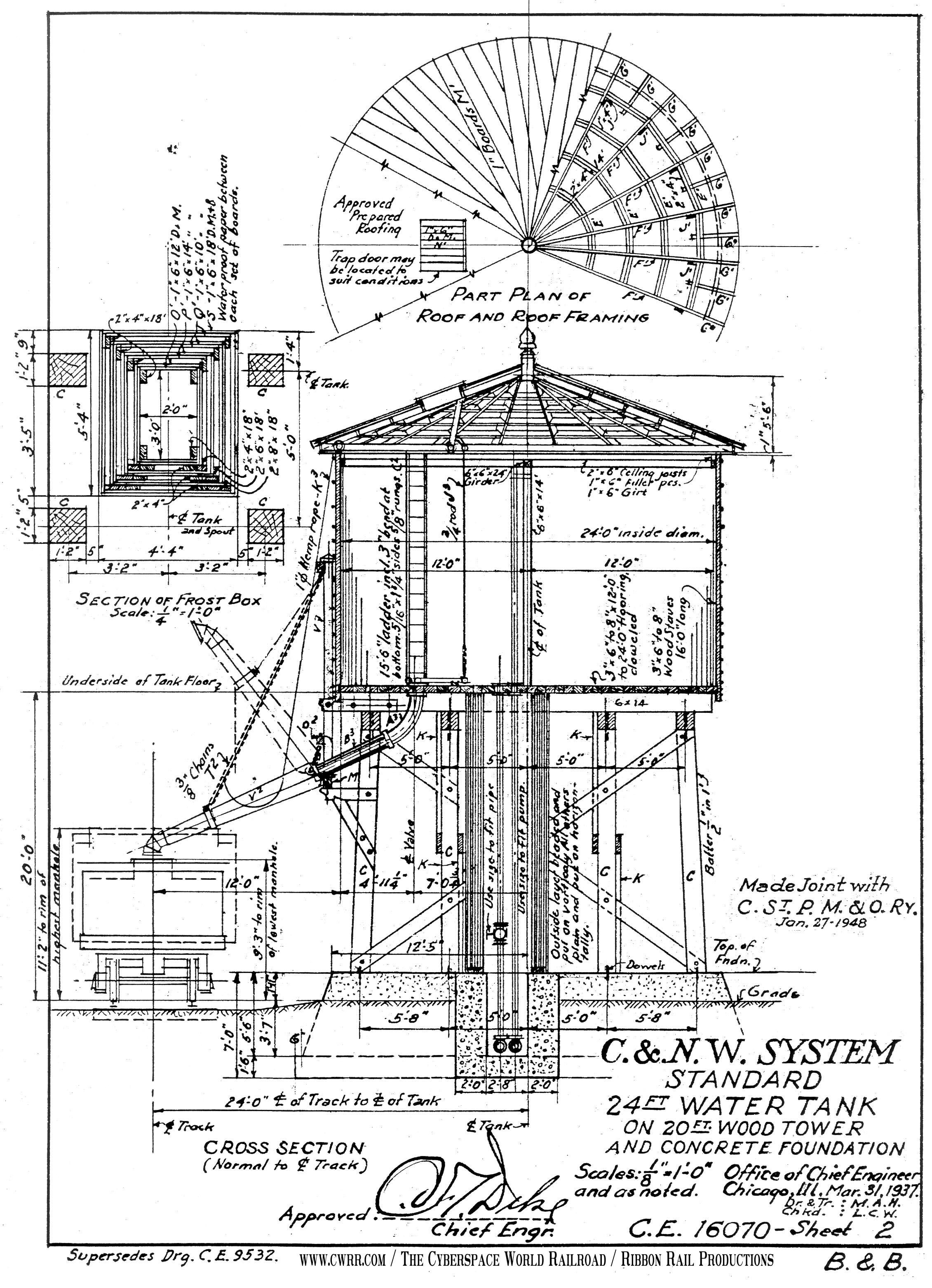 2261x3124 Water Tower Drawings - Water Tower Drawing