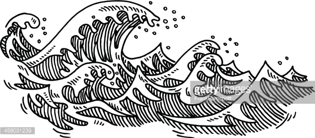 625x274 ocean waves black and white clipart collection - Water Waves Drawing