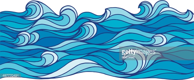 642x267 ocean waves vector - Water Waves Drawing