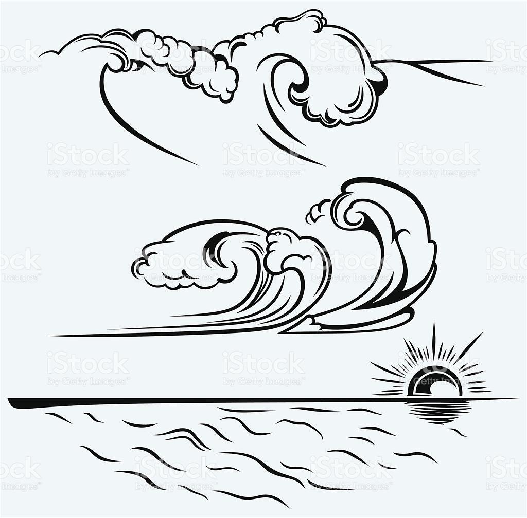 1024x1008 unique water wave line drawing vector image free vector art - Water Waves Drawing