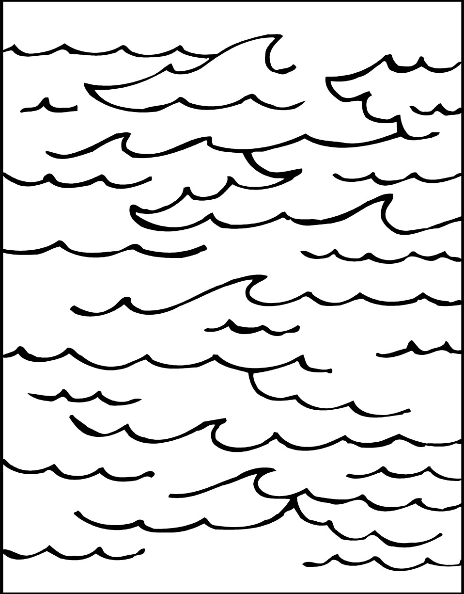 958x1225 water waves drawing black and white clipart - Water Waves Drawing