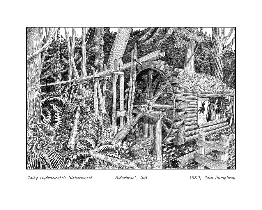 900x720 water wheel alderbrook hood canal w a drawing - Water Wheel Drawing
