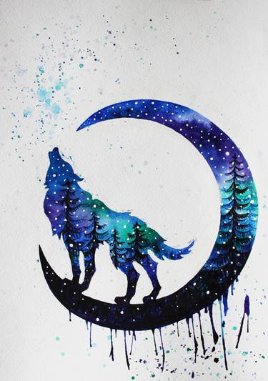 375x533 Wolf Watercolor Drawing - Watercolor Drawing