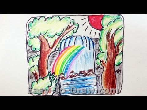 480x360 how to draw a cartoon waterfalls - Waterfall Cartoon Drawing