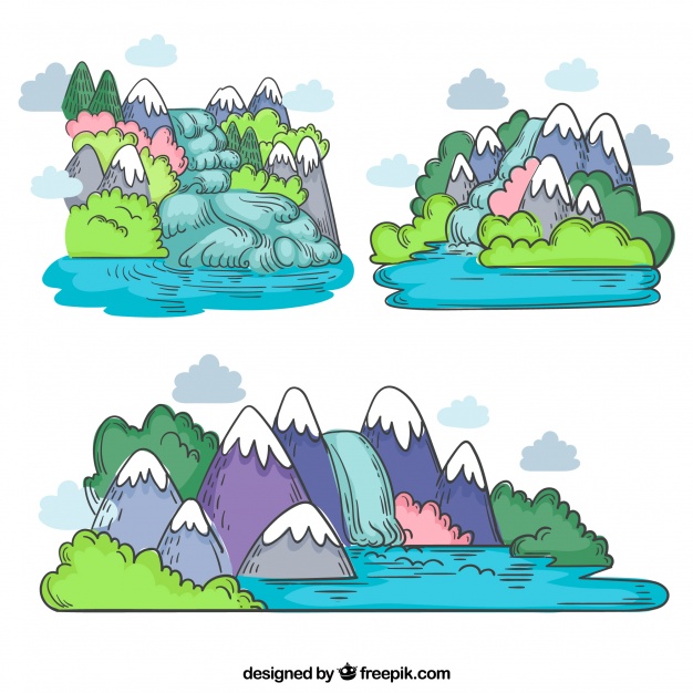 626x626 waterfalls collection in cartoon style vector free download - Waterfall Cartoon Drawing