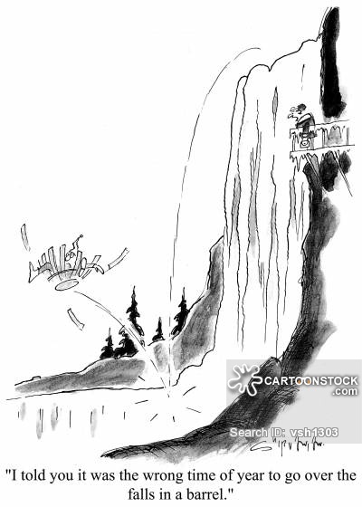 400x560 Barrel Over Falls Cartoons And Comics - Waterfall Cartoon Drawing
