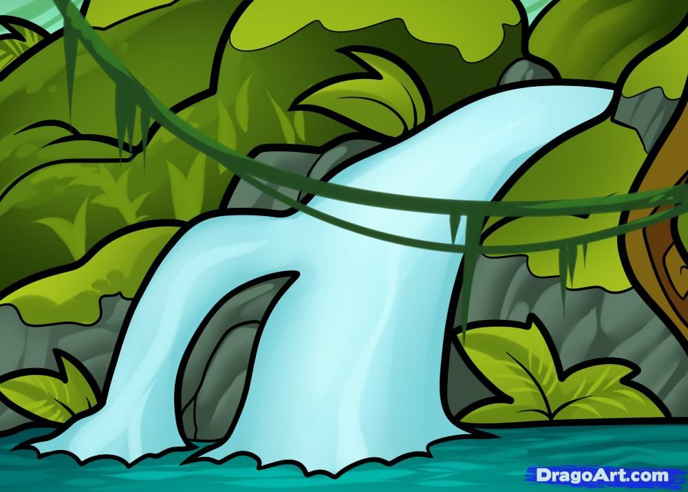 1000x715 how to draw a waterfall for kids drawing art! drawings - Waterfall Cartoon Drawing