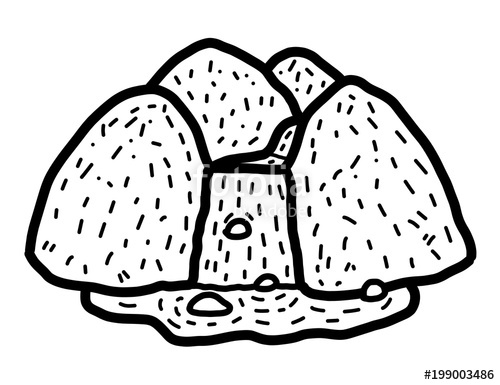 500x385 waterfall on mountain cartoon vector and illustration, black - Waterfall Cartoon Drawing