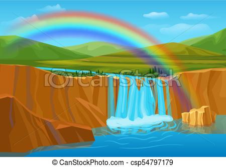 450x334 Cartoon Spring Nature Landscape Template Cartoon Spring Nature - Waterfall Cartoon Drawing