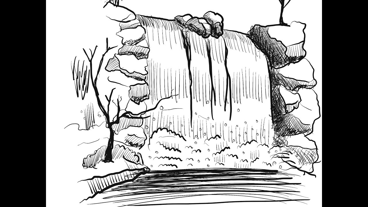 Waterfall Cartoon Drawing at PaintingValley.com | Explore collection of