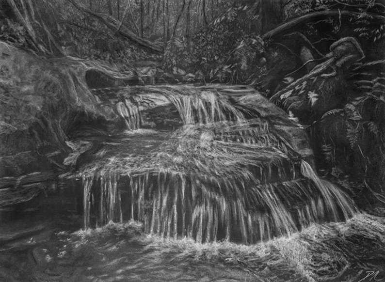 794x582 original tiny waterfall drawing etsy - Waterfall Drawing