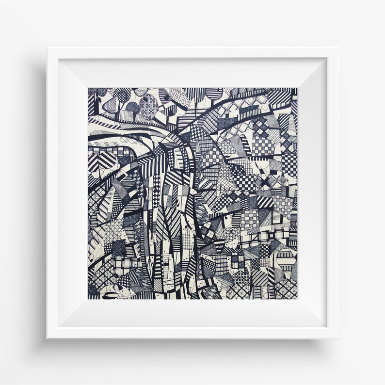 794x794 waterfall wall decor waterfall drawing digital print art etsy - Waterfall Drawing