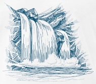 190x166 sketch waterfall and rocks men's premium t shirt spreadshirt - Waterfall Drawing