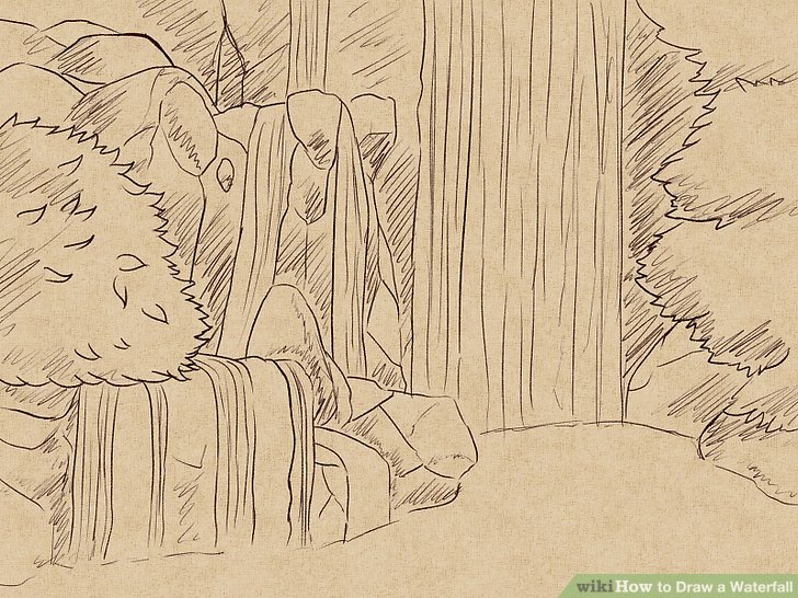 728x546 How To Draw A Waterfall - Waterfall Drawing For Kids
