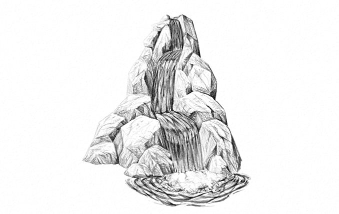 678x429 Kids Drawing Waterfall - Waterfall Drawing For Kids