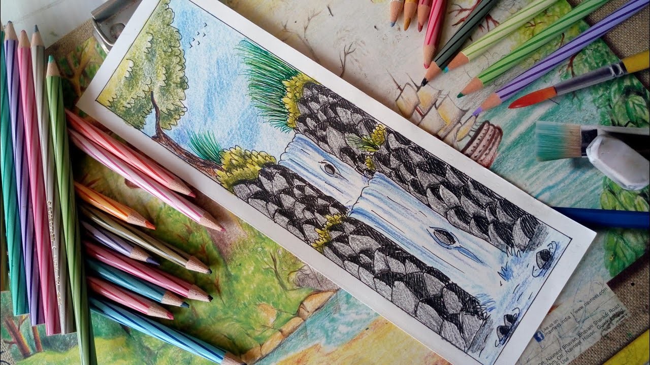 1280x720 art it is wow so pretty!! beautiful double waterfall, easy - Waterfall Drawing For Kids