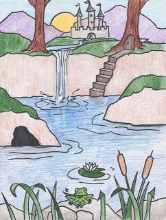 242x320 Draw A Waterfall - Waterfall Drawing For Kids