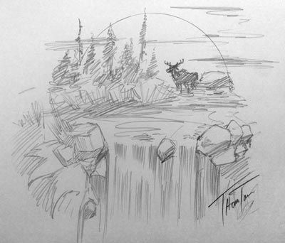 400x342 Drawn Waterfall Line - Waterfall Line Drawing
