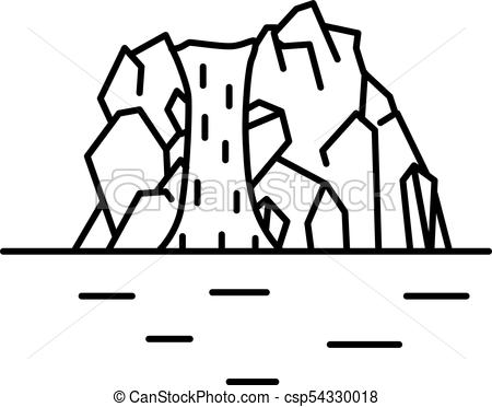 450x372 Flat Line Art Waterfall Illustration - Waterfall Line Drawing