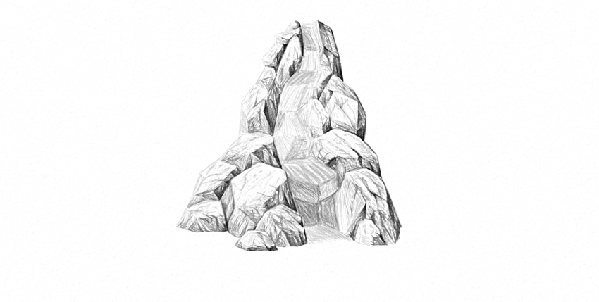 850x429 How To Draw Water In Nature - Waterfall Line Drawing