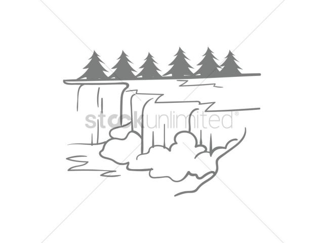 Waterfall Line Art