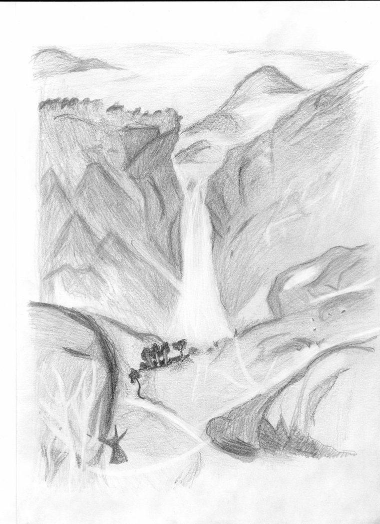 Waterfall Pencil Drawing at Explore collection of