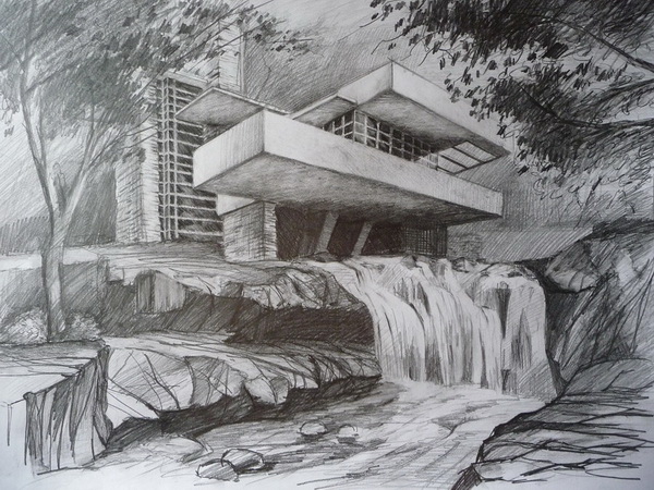 600x450 pencil shading to create texture ms lawson's foundations - Waterfall Pencil Drawing