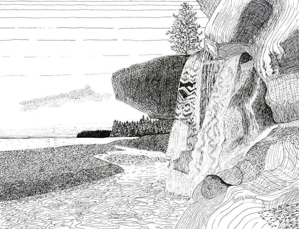 1000x768 Waterfall Pen Color Pencil Drawing Idreyn - Waterfall Pencil Drawing