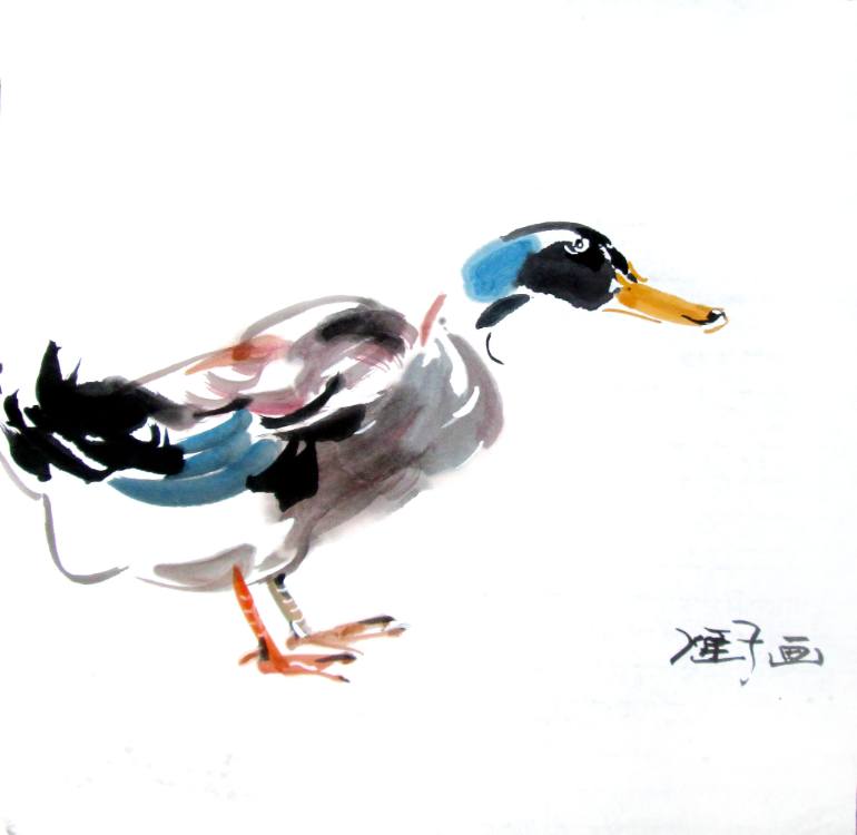 770x750 duck ink painting duck painting duck drawing duck watercolour - Waterfowl Drawings