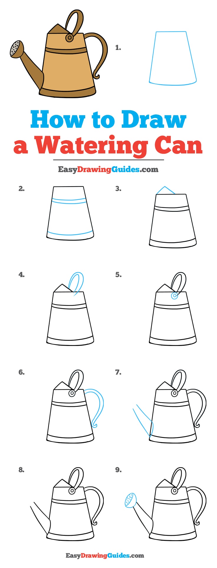 736x1921 How To Draw A Watering Can - Watering Can Drawing