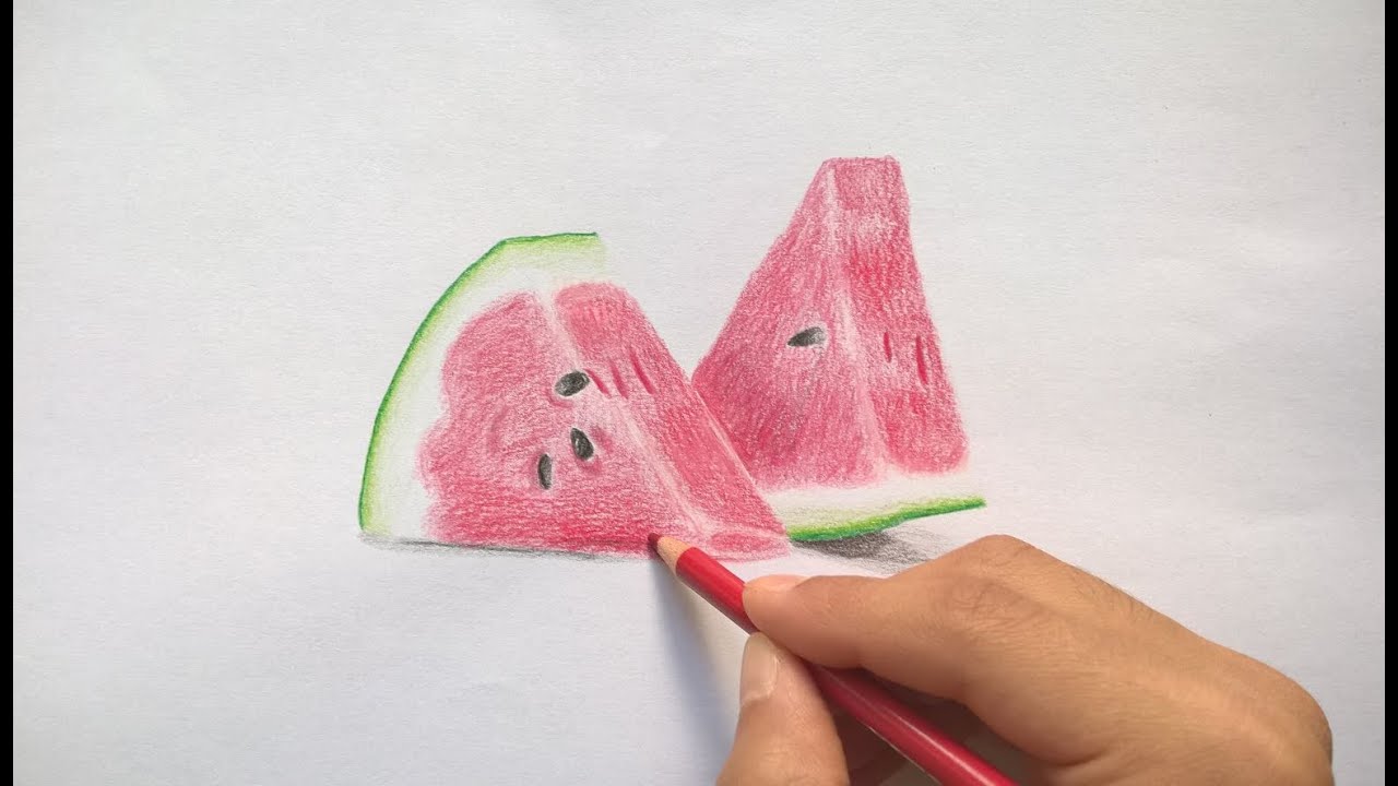 1280x720 how to draw two slice of watermelon - Watermelon Drawing