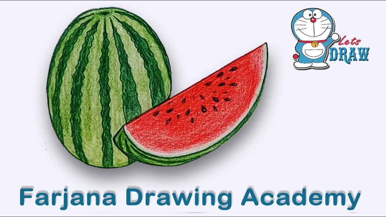 1280x720 how to draw watermelon step - Watermelon Drawing