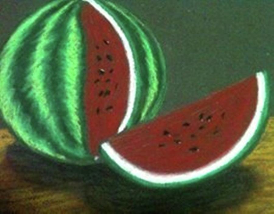 900x702 watermelon on the table drawing - Watermelon Drawing