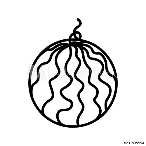 500x500 Fruit And Berry Collection - Watermelon Line Drawing