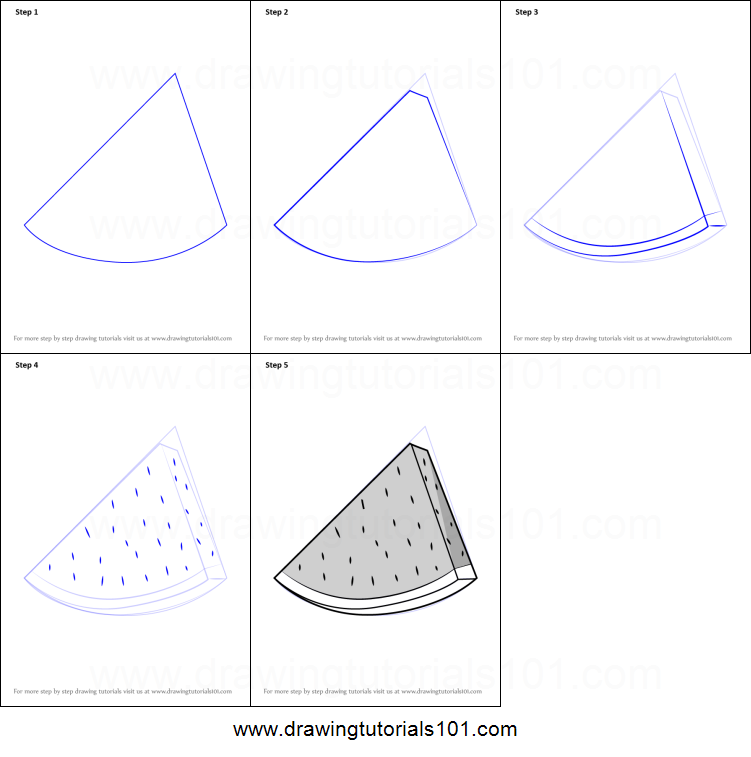 751x757 how to draw watermelon slice printable step - Watermelon Slice Drawing