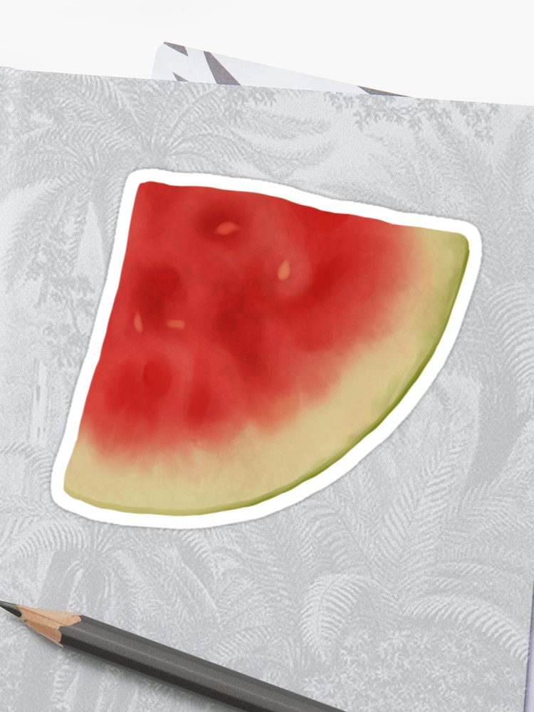 750x1000 Watermelon Slice Realistic Drawing Sticker - Watermelon Slice Drawing