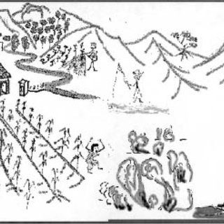 320x320 drawing of fictive landscape used to stimulate recognition - Watershed Drawing