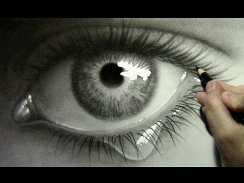 480x360 realistic eye with teardrop drawing time lapse - Watery Eyes Drawing