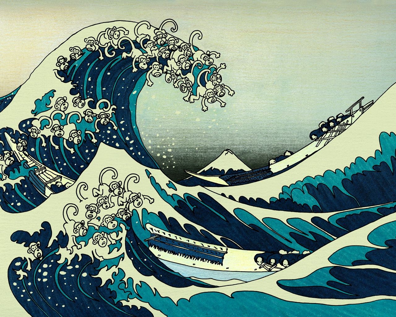 1280x1024 On Waves Drawing - Wave Drawing