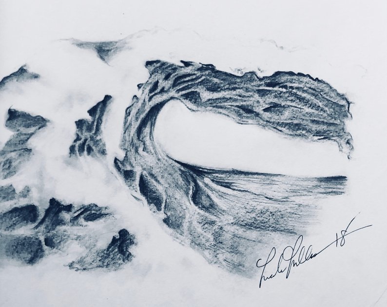 794x630 Wave Drawing Print Etsy - Wave Drawing